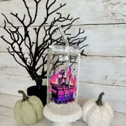 Dumpster Fire Skeleton Cup with lid & straw 16oz