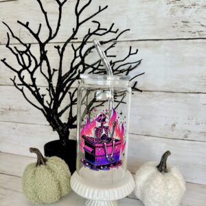 Dumpster Fire Skeleton Cup with lid & straw 16oz