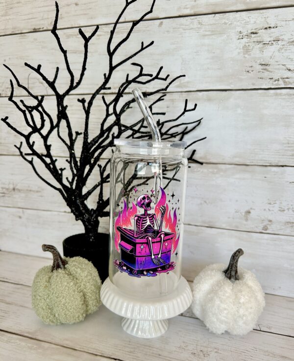 Dumpster Fire Skeleton Cup with lid & straw 16oz