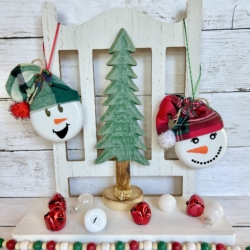 Set of 2 ~ Slouchy Hat Snowmen Ornaments