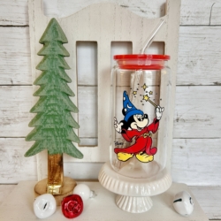 Classic Mickey Mouse Glass Tumbler Cup with lid & straw