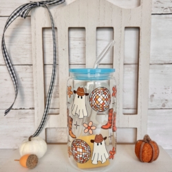 Disco Cowboy Ghosts – Glass Tumbler Cup
